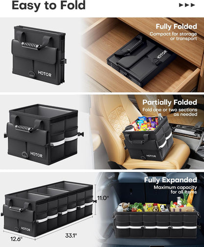 HOTOR Trunk Organizer - Car Organizers for SUV with Removable Cooler Bag