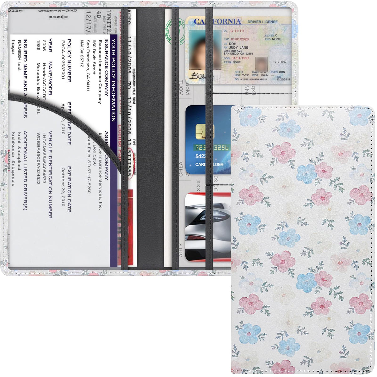 LumiMokki Premium Car Registration & Insurance Card Holder, Black