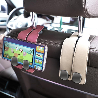 Amelity Car Headrest Hooks, Purse Hook for Car 2 Pack Beige