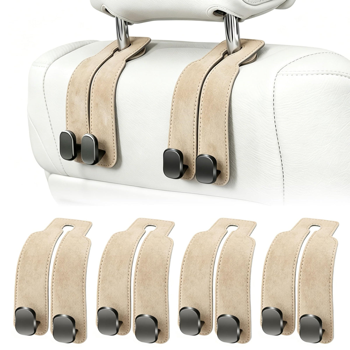 Amelity Car Headrest Hooks, Purse Hook for Car 2 Pack Gray