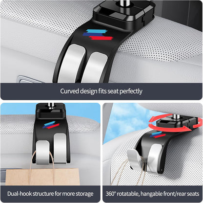 2 PCS Car Headrest Hook Safe Foldable Hidden Seat Hooks for BMW