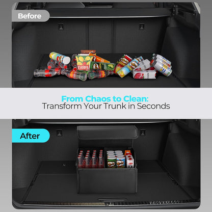 Fyzeoty Car Trunk Organizer for SUV and Sedan, Black, 16.5 inches