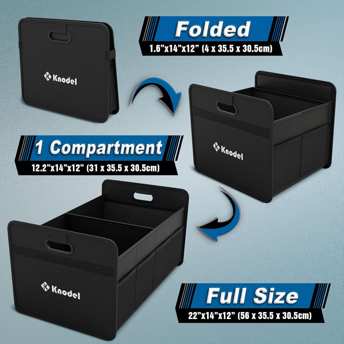 K KNODEL Foldable Trunk Storage Organizer for Car and Suv (Medium, Black)