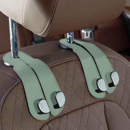 CoBak Purse Hook for Car - Universal Premium Stitched Leather and Aluminum-Magnesium Alloy Double Car Seat Back Storage Hook for Purses, Handbags, Bags (2 Pack),Amethyst Purple