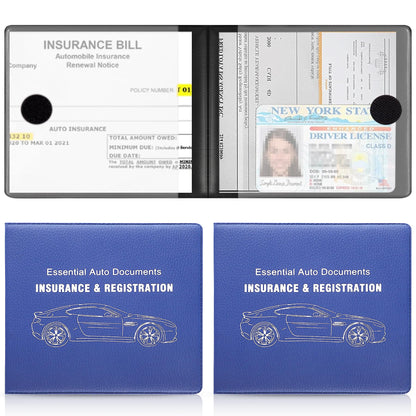 UYYE Car Registration and Insurance Card Holder, Vehicle Glove Box Car Organizer, Interior Car Accessories for Documents, Cards, License - 2 Pack