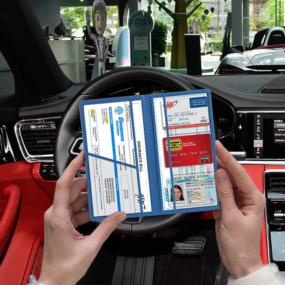 TOURSUIT Car Registration & Insurance Card Holder, Carbon Blue