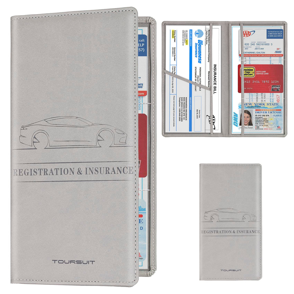 TOURSUIT Car Registration & Insurance Card Holder, Carbon Fiber Black