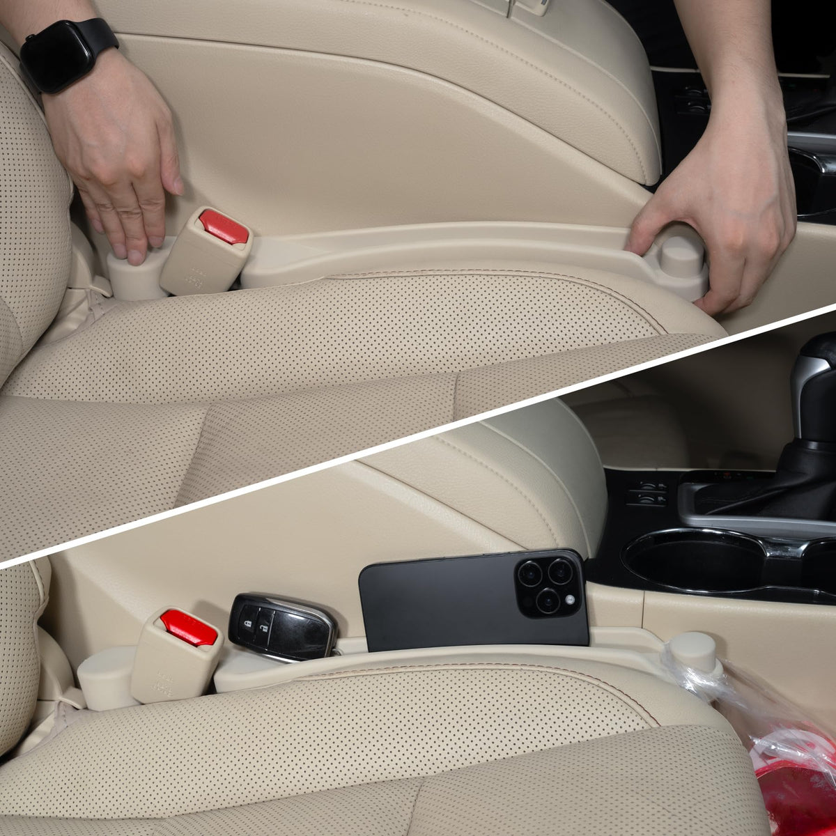 Givifive Car Seat Gap Filler Organizer Soft Foam 3IN1 Storage Slot & Hook