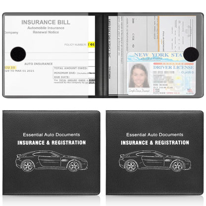 UYYE Car Registration and Insurance Card Holder, Vehicle Glove Box Car Organizer, Interior Car Accessories for Documents, Cards, License - 2 Pack