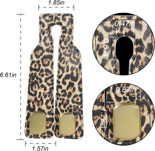 Car Seat Hooks for Headrest, Purse Hook & Back Storage Hook, Zinc Alloy & Leather Material Heavy Duty Car Hooks for Purses and Bags,Universal Fit for Most Vehicles (Leopard-2 Pack)