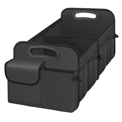 Trunk Organizer, Collapsible Waterproof car Trunk Organizer for SUVs & Sedans, Car Storage Organizers with Reinforced Handles, Car Accessories for Women and Men, 2 Compartments, 52L, Black