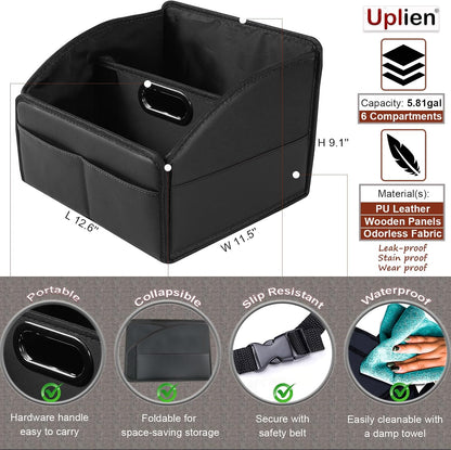 Car Storage Organizer, Leather Front & Back Seat Caddy Black