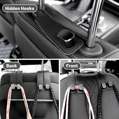 Amelity Car Seat Hook, Purse Hook for Car Headrest 2 Pack, Solid Black