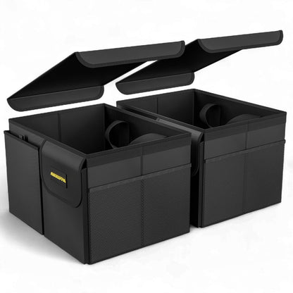 MIKKUPPA Trunk Organizer with Lid - 95L Collapsible Car Organizer, Black
