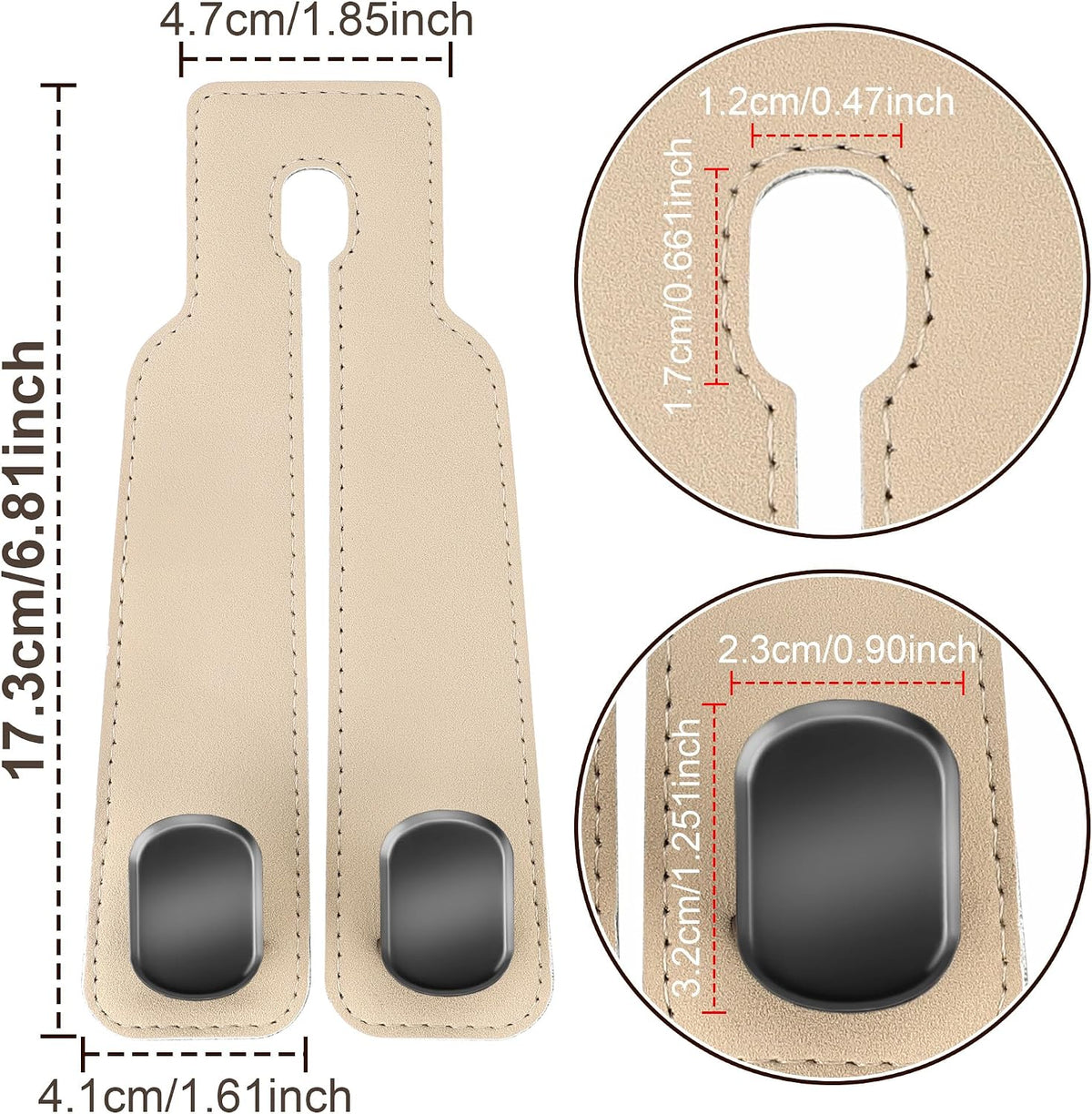Amelity Car Headrest Hooks, Purse Hook for Car 2 Pack Beige