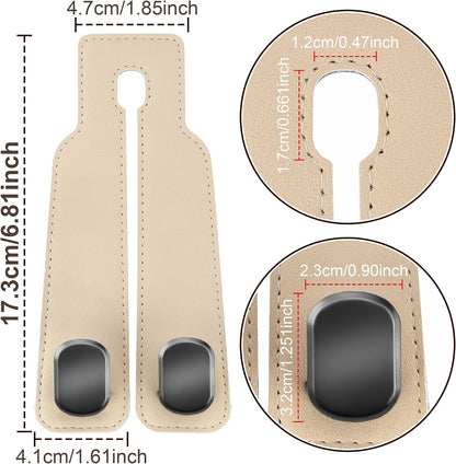 Amelity Car Headrest Hooks, Purse Hook for Car 2 Pack Beige