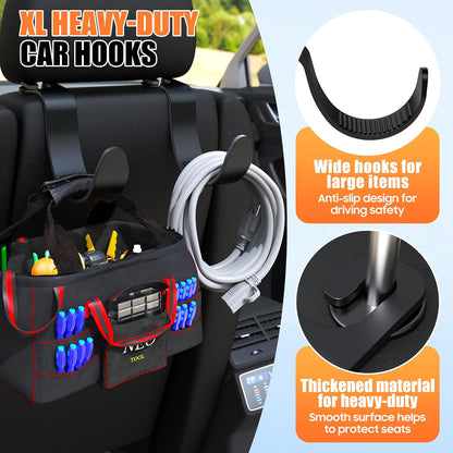 XL Hard Hat Headrest Hooks for Truck Heavy-Duty Car Seat Back Organizer