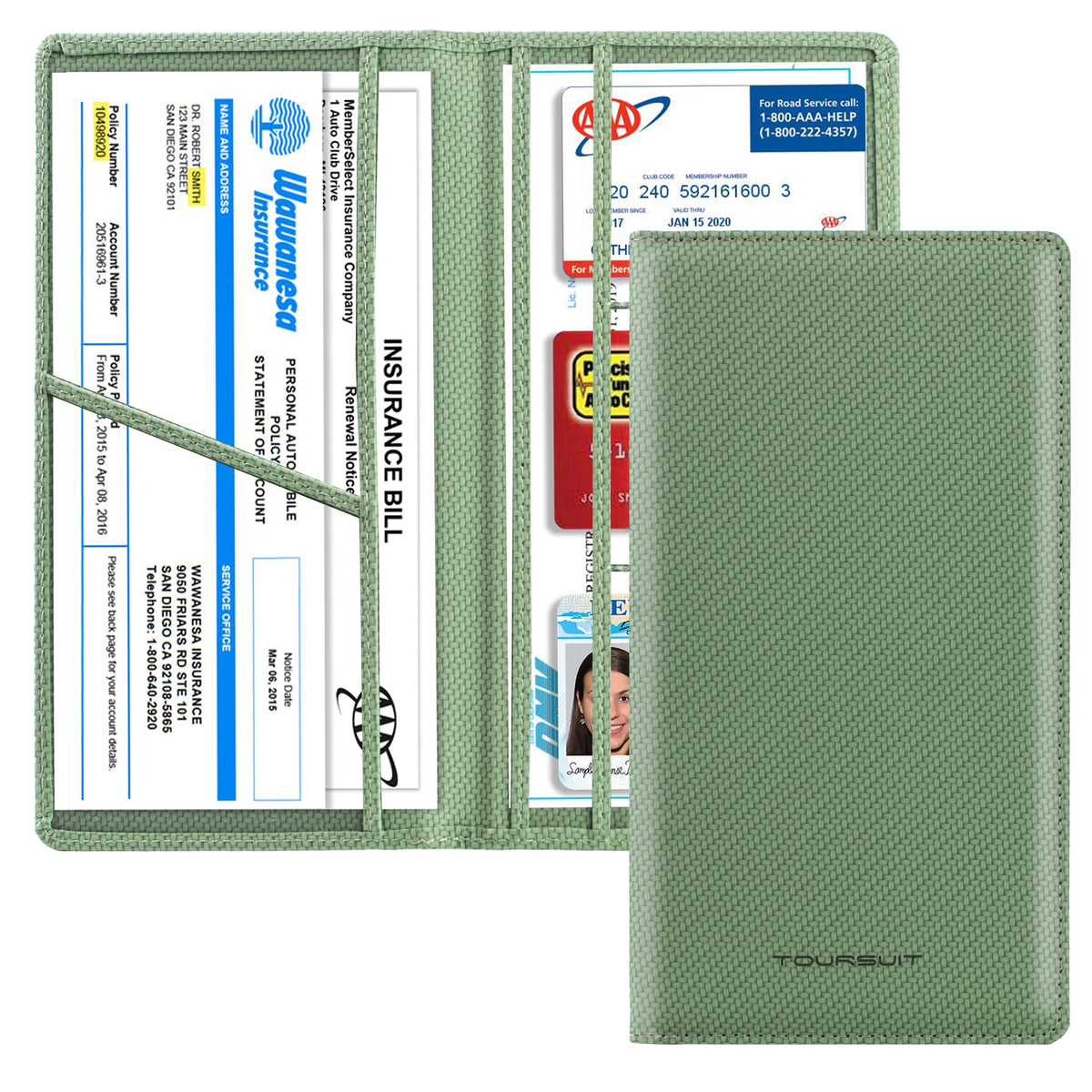 TOURSUIT Car Registration & Insurance Card Holder, Carbon Blue