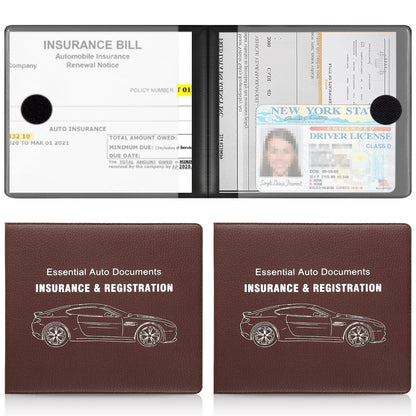 UYYE Car Registration and Insurance Card Holder, Vehicle Glove Box Car Organizer, Interior Car Accessories for Documents, Cards, License - 2 Pack