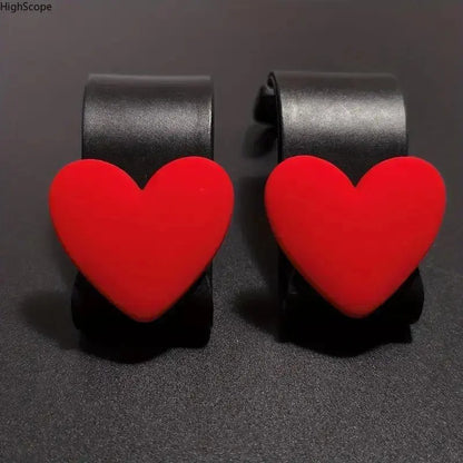 Racing Car Heart-Shape Seat Hooks 2-Piece Set - Tool-Free Back Mount, Dual Functionality Organizer for Front Seats Stowing & Organization, Car Interior Space Saver