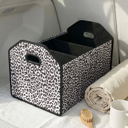 Leopard Print Multifunctional Car Storage Box, Foldable Trunk Organizer with Dividers, Automotive Cargo Holder, Vehicle Organizing Container, Car Organizers and Storage