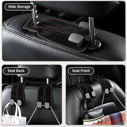 DGAPHRO 2-Pack Leather Car Seat Back Storage Hooks - Adjustable Headrest Hooks with Metal Gasket for Lasting Strength, Purse Holder for Road Trips, Grab Your Phone in Seconds