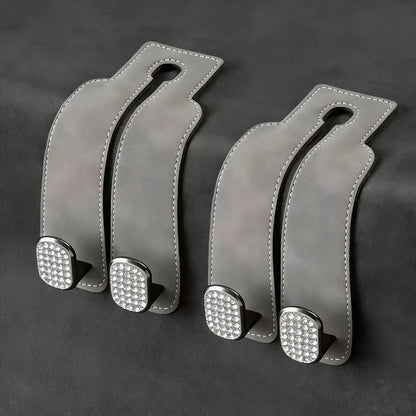 Car Seat Back Storage Hook, Car Seat Headrest Hook,Car Hooks for Purses and Bags, Purse Holder for Car, Leather Car Seat Back Storage Hook Double Hook Car Seat Hangers Organization Accessories