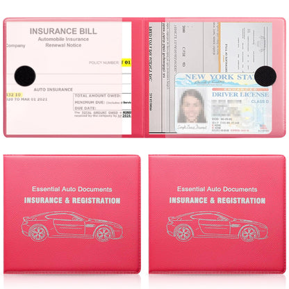 UYYE Car Registration and Insurance Card Holder, Vehicle Glove Box Car Organizer, Interior Car Accessories for Documents, Cards, License - 2 Pack