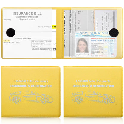 UYYE Car Registration and Insurance Card Holder, Vehicle Glove Box Car Organizer, Interior Car Accessories for Documents, Cards, License - 2 Pack