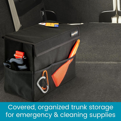 Carganizer Car Storage Bin with Lid for Front Seat, Back Seat or Trunk