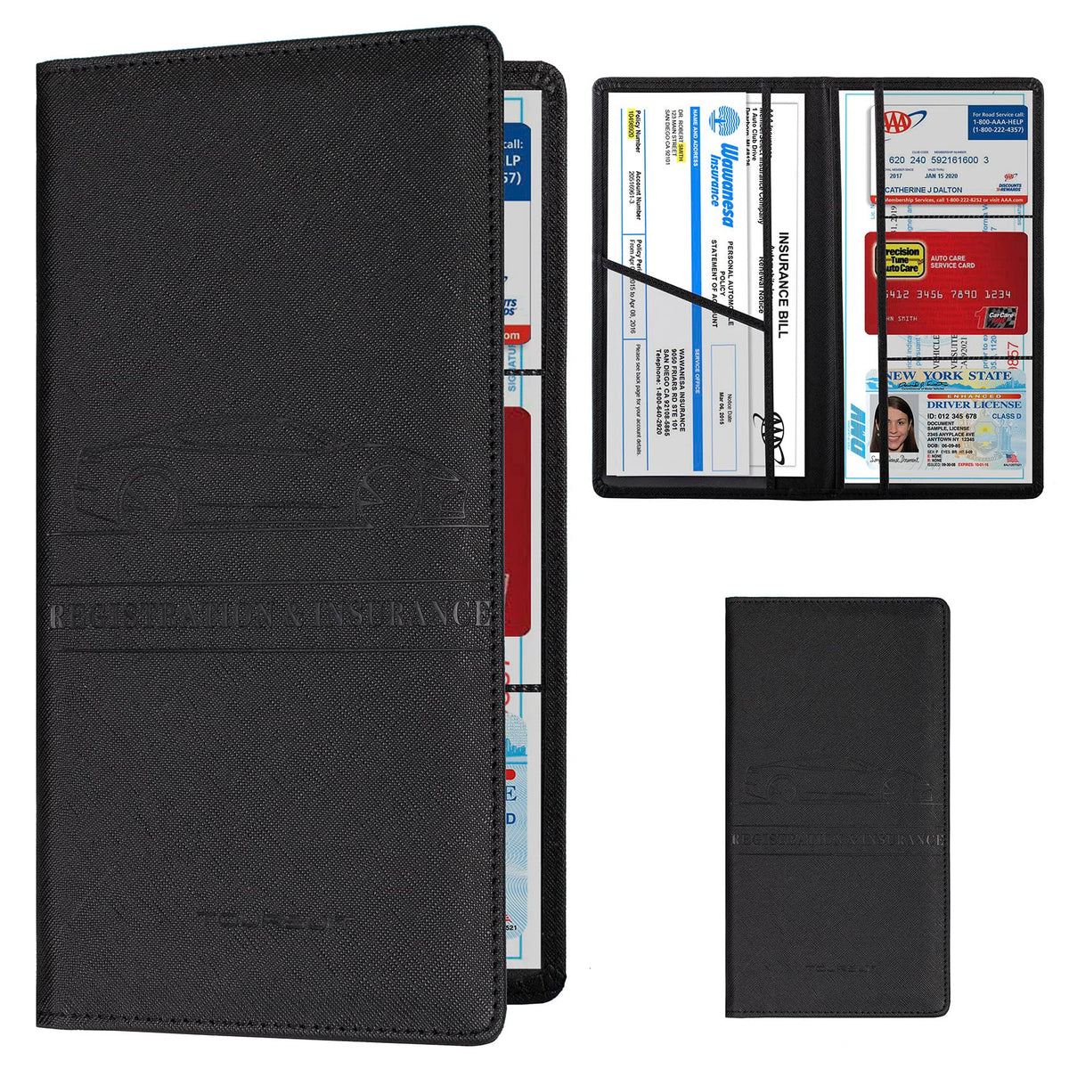 TOURSUIT Car Registration & Insurance Card Holder, Carbon Fiber Black