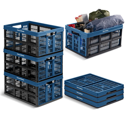 CleverMade Collapsible Utility Crate For Storage, 45L 1 Pack, Obsidian