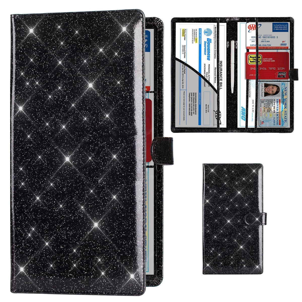 TOURSUIT Car Registration & Insurance Card Holder, Carbon Fiber Black