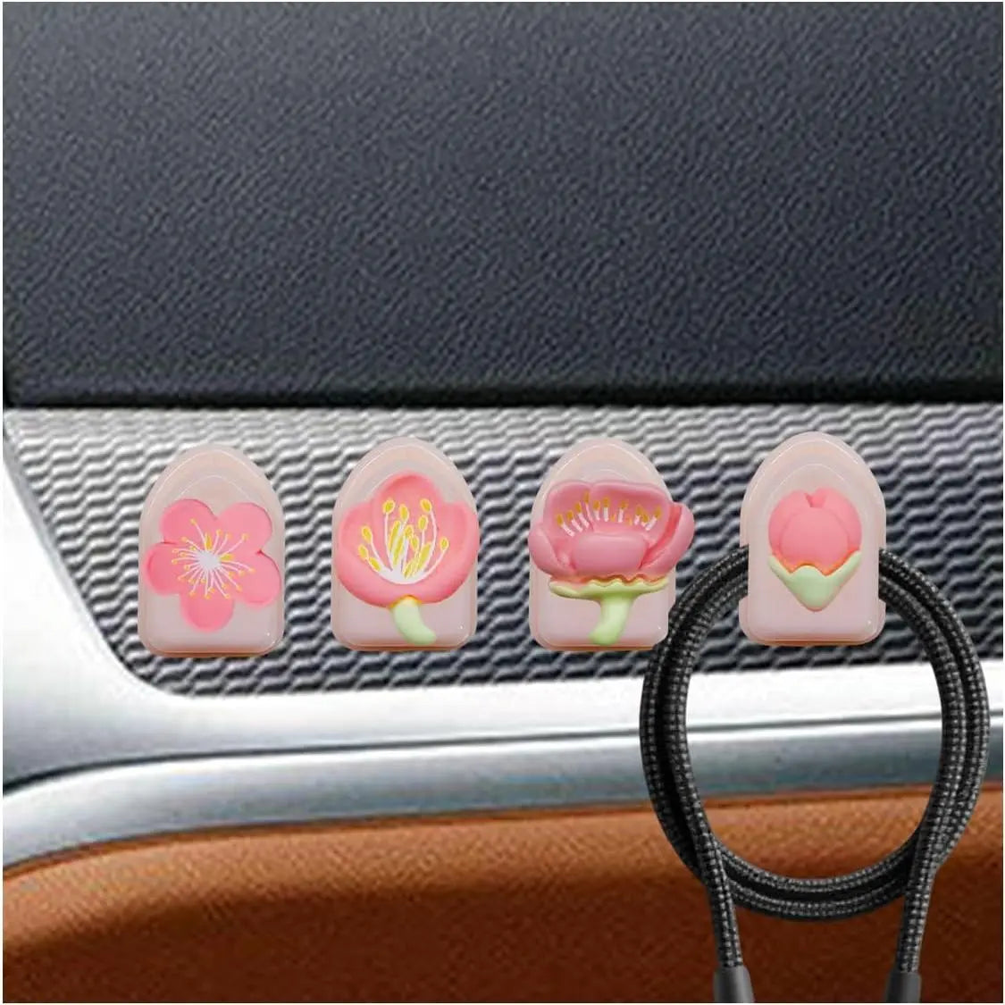 4 count  Mini Hooks, Self-Adhesive Dashboard Sticky Hooks  Holders, Multifunctional Auto Backseat Hangers  Interior Storage Organizer for    Earphones ()