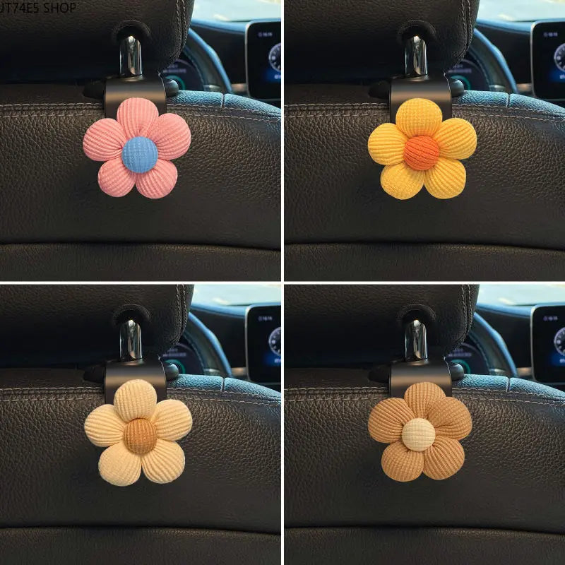 Women's Khaki Small-Flower Multi-Functional Car Seat Back Hook, Stylish Storage Hanger, Practical Car Interior Fashion Accessory,sohochic