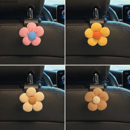 Women's Khaki Small-Flower Multi-Functional Car Seat Back Hook, Stylish Storage Hanger, Practical Car Interior Fashion Accessory,sohochic