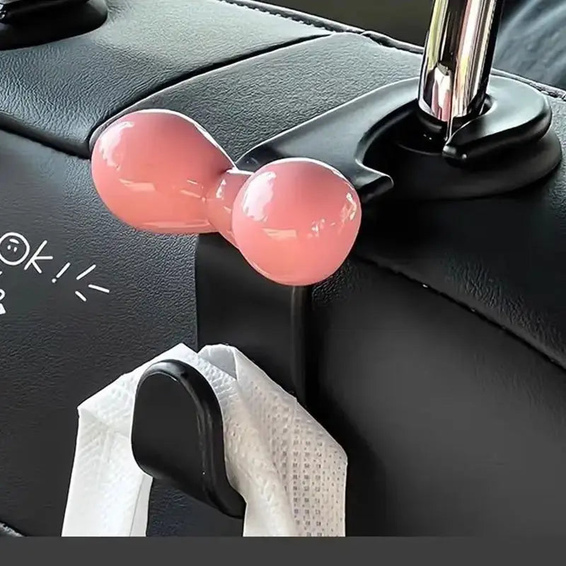2pcs Bow Car Headrest Hook, Pink Storage Hanger, Interior Organizer Accessory for Vehicle