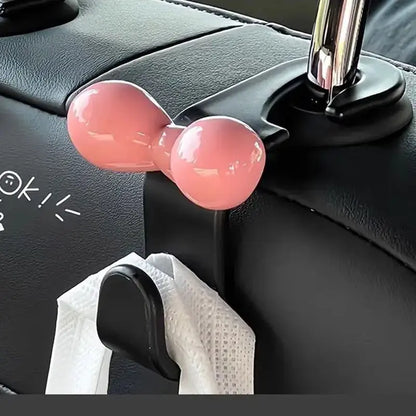 2pcs Bow Car Headrest Hook, Pink Storage Hanger, Interior Organizer Accessory for Vehicle