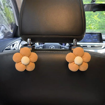 Women's Khaki Small-Flower Multi-Functional Car Seat Back Hook, Stylish Storage Hanger, Practical Car Interior Fashion Accessory,sohochic