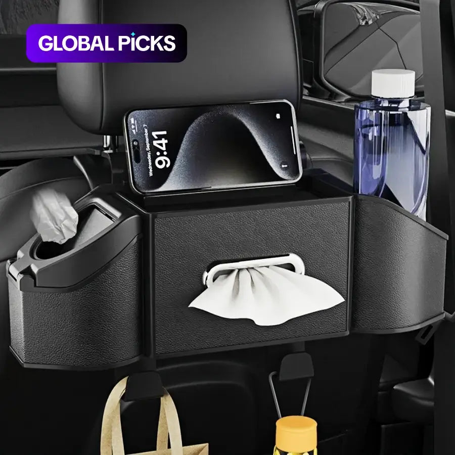 Car Seat Backrest Storage Box, Multifunctional Car Seat Organizer with Tissue Box, Dual Cup Holder, Trash Can, Hook and Phone Holder, Practical Car Interior Accessories, Vehicle Interior Accessories #GLOBAL PICKS