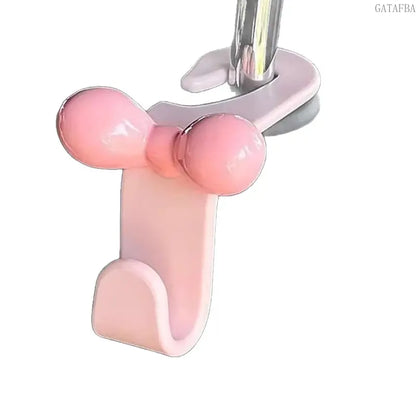 2pcs Bow Car Headrest Hook, Pink Storage Hanger, Interior Organizer Accessory for Vehicle