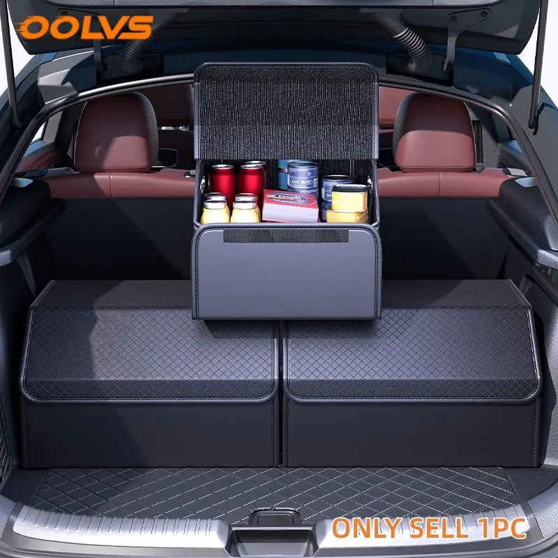 Large Capacity Foldable Car Trunk Organizer Box with Lid, Multi-Layer Design, Anti-Slip Bottom, Suitable for Suv and Sedan, Universal Car Accessories, Vehicle Accessories, Oolvs
