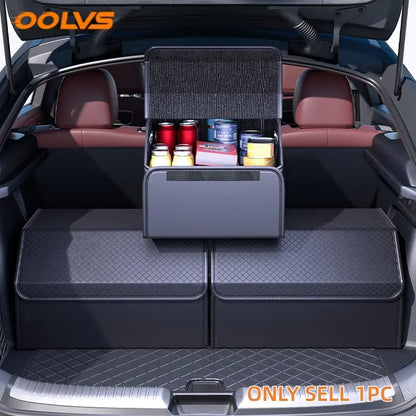 Large Capacity Foldable Car Trunk Organizer Box with Lid, Multi-Layer Design, Anti-Slip Bottom, Suitable for Suv and Sedan, Universal Car Accessories, Vehicle Accessories, Oolvs