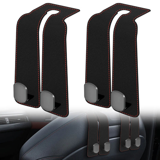 DGAPHRO 2-Pack Leather Car Seat Back Storage Hooks - Adjustable Headrest Hooks with Metal Gasket for Lasting Strength, Purse Holder for Road Trips, Grab Your Phone in Seconds