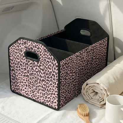Leopard Print Multifunctional Car Storage Box, Foldable Trunk Organizer with Dividers, Automotive Cargo Holder, Vehicle Organizing Container, Car Organizers and Storage