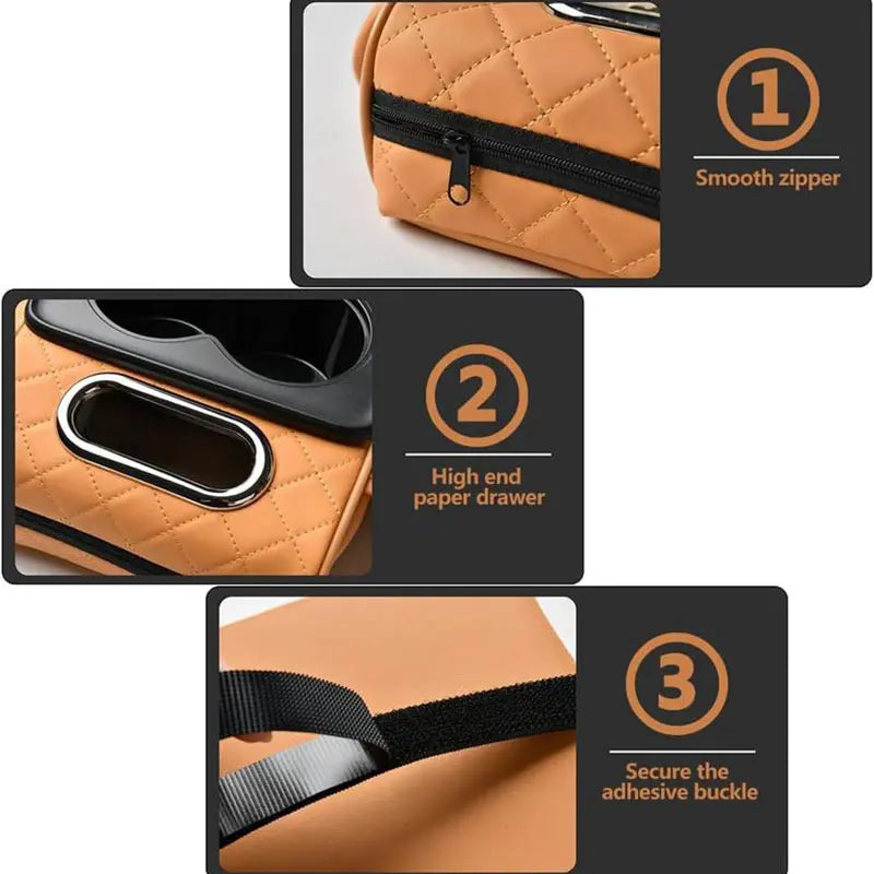 Car Armrest Cushion Center Console Organizer 5-in-1 Car Storage Box with Cup Holder Phone Holder Tissue Box Slot Storage Bags Car Interior Accessories for Sedans