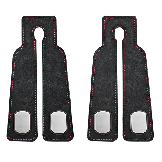 2PCS Luxurious Metal Alloy Car Headrest Hooks, Tool-Free Easy-to-Install Anti-Drop Design Leather Hangers, Stylish Car Seat Storage Accessories for Purses & Bags