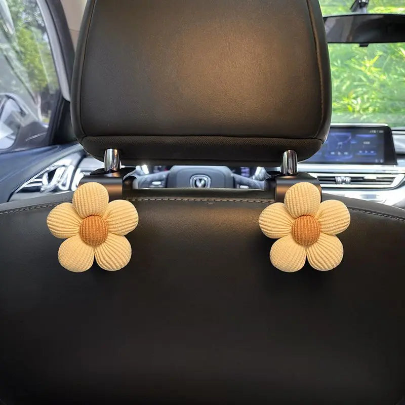 Women's Khaki Small-Flower Multi-Functional Car Seat Back Hook, Stylish Storage Hanger, Practical Car Interior Fashion Accessory,sohochic
