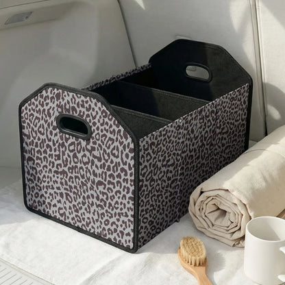 Leopard Print Multifunctional Car Storage Box, Foldable Trunk Organizer with Dividers, Automotive Cargo Holder, Vehicle Organizing Container, Car Organizers and Storage