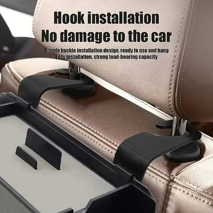 Minimalist Synthetic Car Backseat Organizer Storage Box - Tidy Rear Seat Accessory with Cup Holder, Tissue Box, Hooks for Bags - Ideal for Car Interior Stowing, Family Adventures